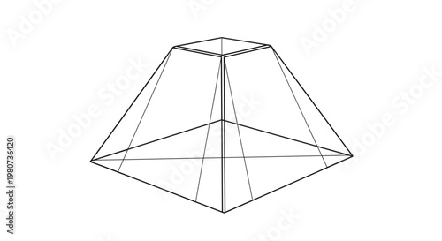 Clear geometric line drawing of a truncated square pyramid showing internal edges for architectural or educational use.