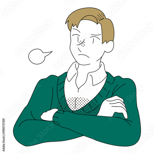 Annoyed business casual office worker with crossed arms