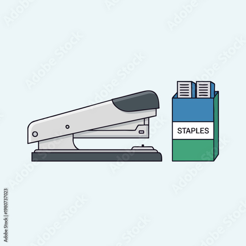 Office Stapler and Staple Box for Stationery and Paperwork