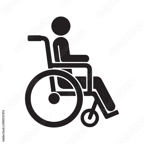 Wheelchair Icon Disabled Disable Disability Wheel Chair Medical Handicap Aid Hospital Care Black White Graphic Clipart Artwork Symbol Sign Vector