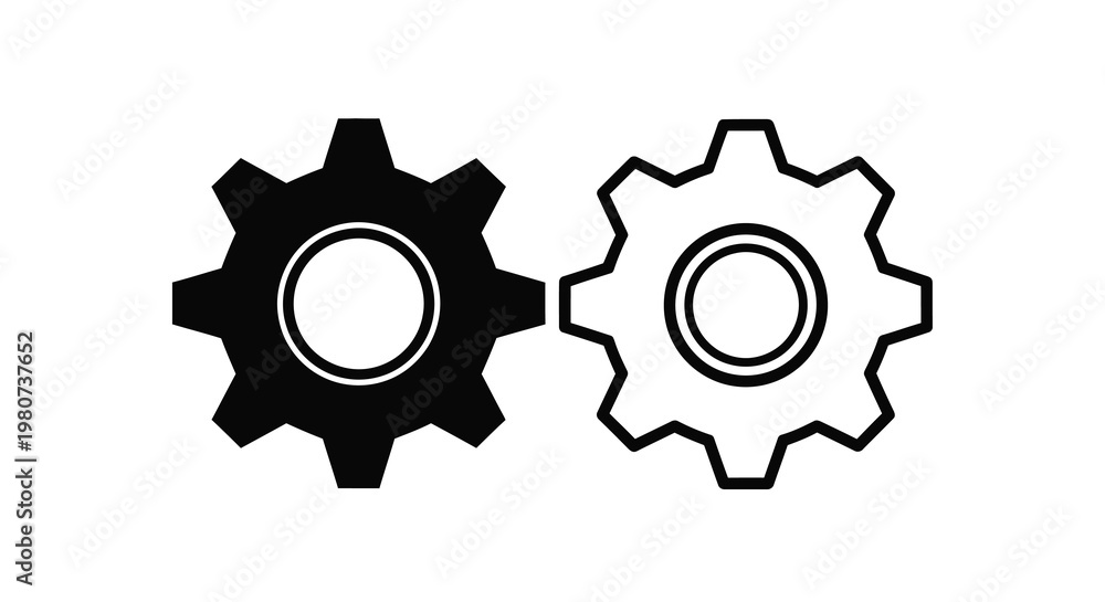 Obraz premium Two contrasting gears one black one white symbolizing duality and mechanics