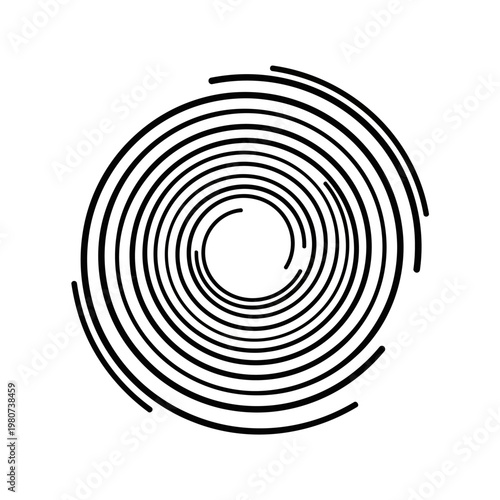 Black concentric circle design element.