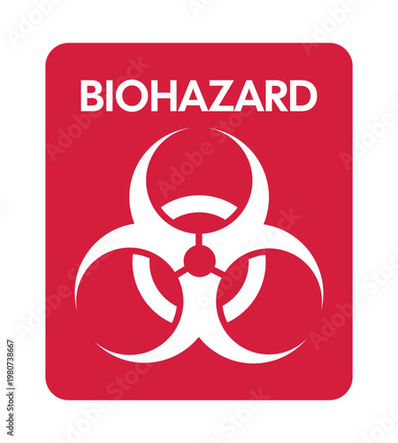 Biohazard Warning Sign Vector Red and White Design, Biological Hazard Symbol for Laboratory, Medical and Industrial Safety Signage, High Visibility Risk Warning Icon