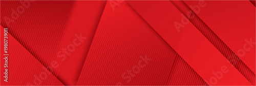 Fotografia Abstract Red Geometric Background with Layered Paper Shapes and Smooth Gradients