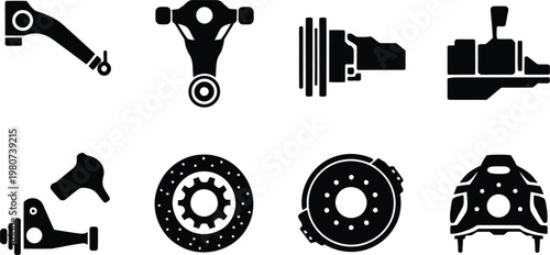 Auto Mechanical Spare Parts Silhouette Icon Vector illustration
