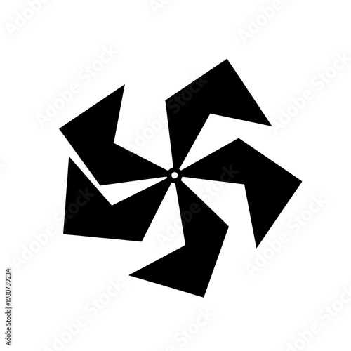 Black Windmill Blade Icon Graphic Design.