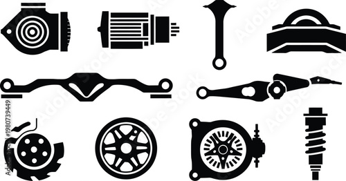 Auto Mechanical Spare Parts Silhouette Icon Vector illustration