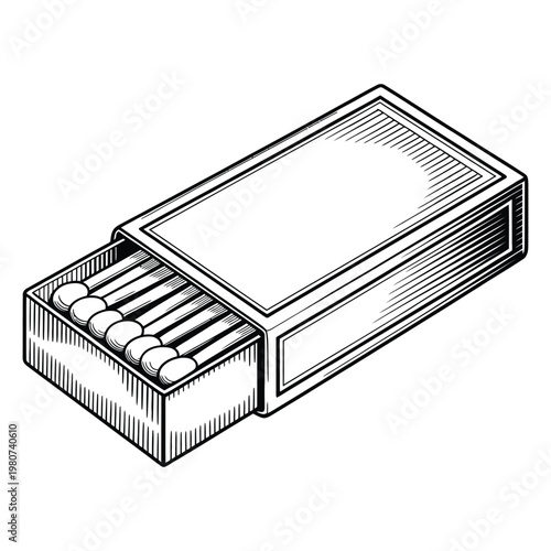 An open matchbox with several matches partially drawn presented in a striking silhouette