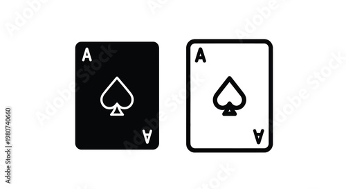 Two playing cards are displayed an ace of spades in negative and positive