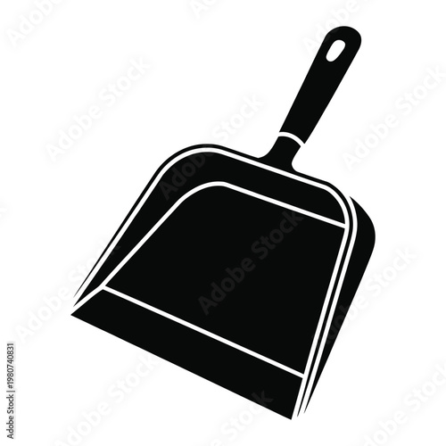 A simple black silhouette of a dustpan a common household cleaning tool silhouette
