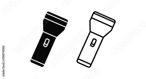 Two flashlight icons are presented one filled and one outlined in black and white