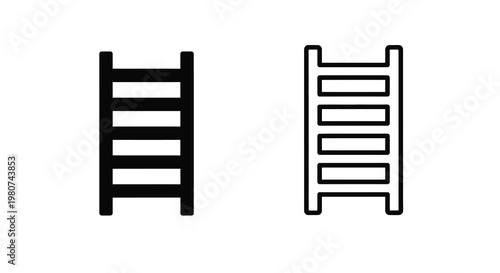 Two simplistic ladder illustrations presented in a clean black and white style
