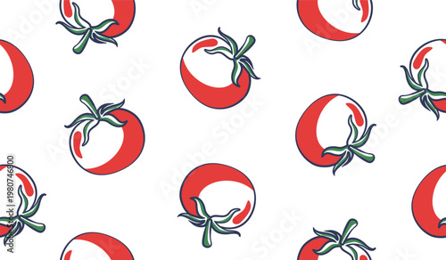 Cute tomato pattern background vector design
