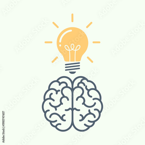 Brain with Light Bulb Idea Concept.