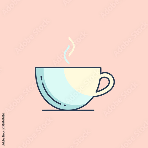 A steaming hot blue tea cup.