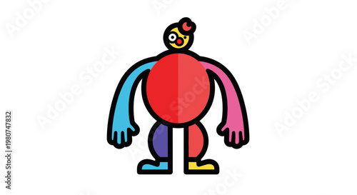 colorful cartoon bird humanoid figure illustration