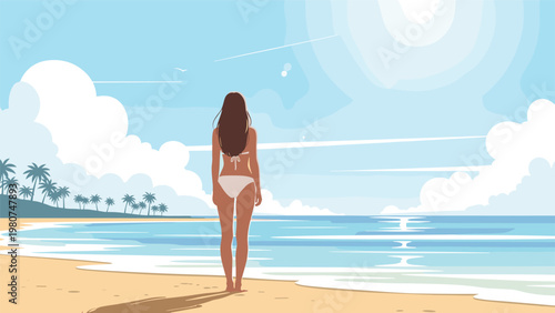 Space rocket launching into the sky from a bed of white smoke against a clear blue background.