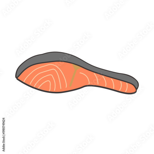 鮭のイラスト　食べ物
お弁当　おかずのイラスト　シンプル　素材　弁当素材