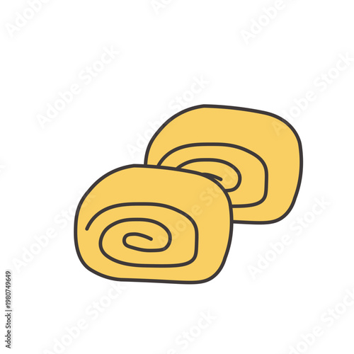 玉子焼きのシンプルなイラスト　食べ物
卵焼き　お弁当のおかずのイラスト　シンプル　素材　弁当素材