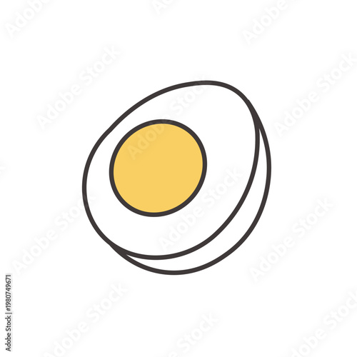 ゆで卵のイラスト　食べ物
お弁当　おかずのイラスト　シンプル　素材　弁当素材　