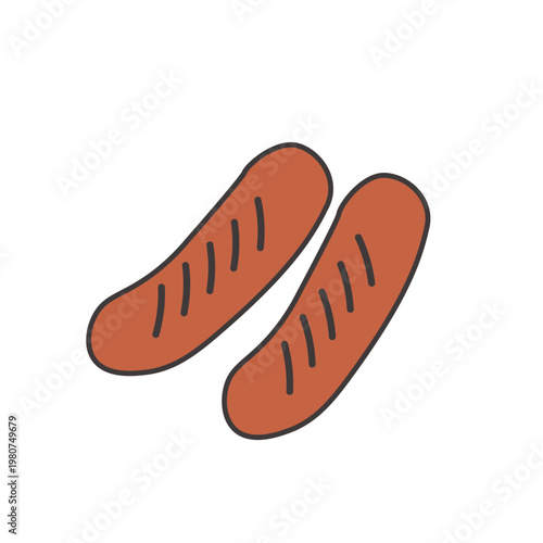 ウインナーのイラスト　食べ物
お弁当のおかずのイラスト　シンプル　素材　弁当素材　からあげ　