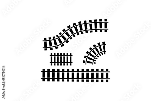 Abstract railroad tracks icon with curves and straight lines.