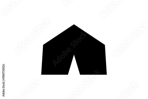 Simple black tent icon on white background.