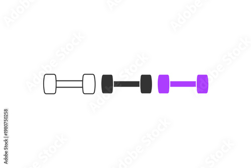 Colorful dumbbell sequence on white background.