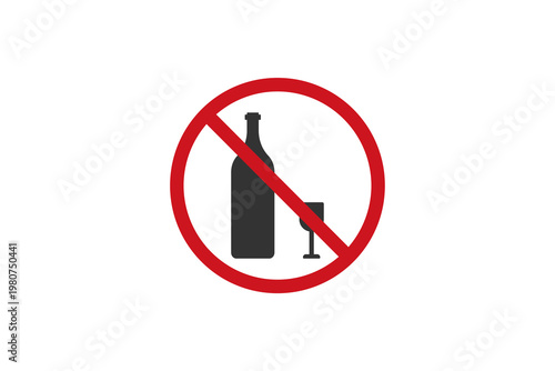 No alcohol sign symbolizing prohibition of drinking.
