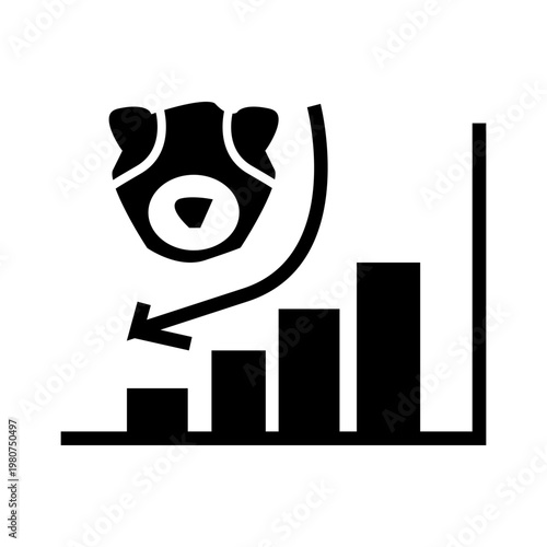 bear market glyph icon solid style. representative business theme.