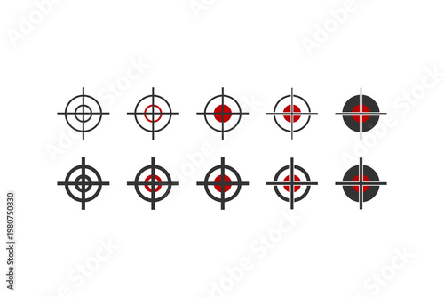 Collection of various crosshair target symbols in black and red design.