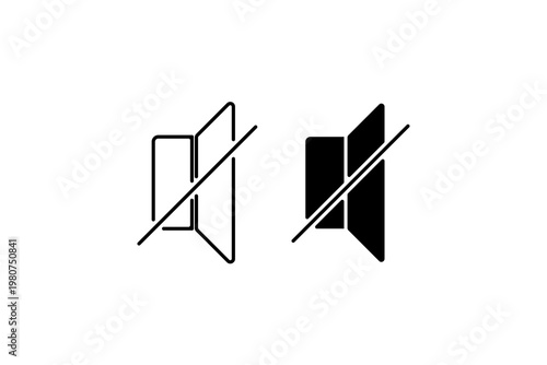 Mute sound icon set with line and solid style variations.