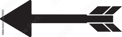 Black arrow with tail fins pointing left direction