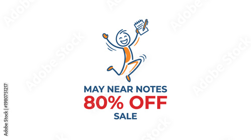 Joyful Stick Figure Celebrating Sale Offer
