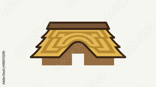 Cartoon Hut With Thatched Roof