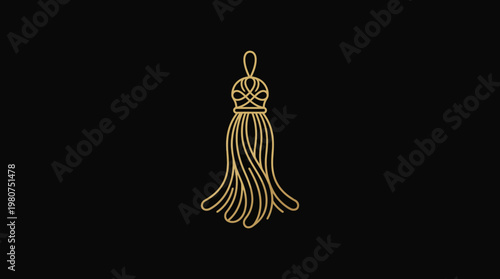 Elegant Gold Tassel on Black Background