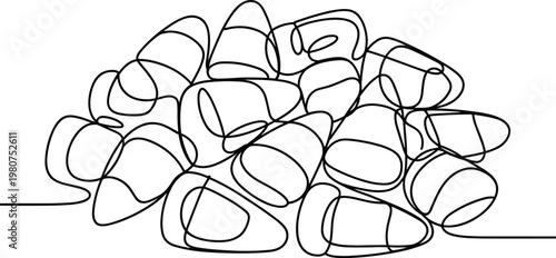 Continuous single line of a pile of candy corn sweets