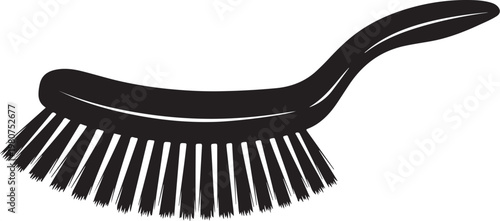 Black brush with long handle and short bristles cleaning tool