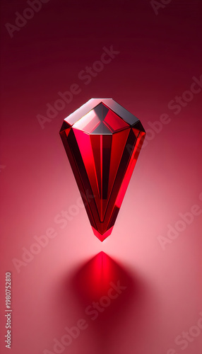 Minimal Dark Red Concept with Glass Exclamation Symbol, Representation of Security Threat, Urgency and Real Time System Alert