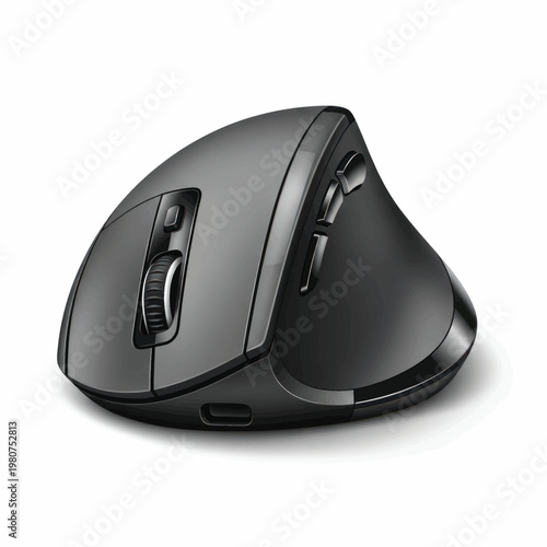Ergonomic wireless computer mouse with multiple buttons and smooth scroll wheel.