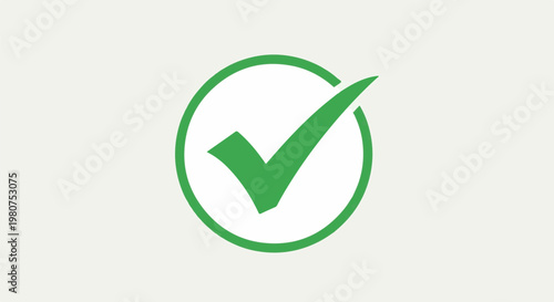 A bold green checkmark is centered within a green circle against a light background