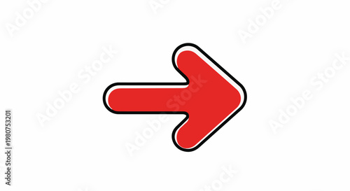 A bold red arrow with a white outline and black border points right
