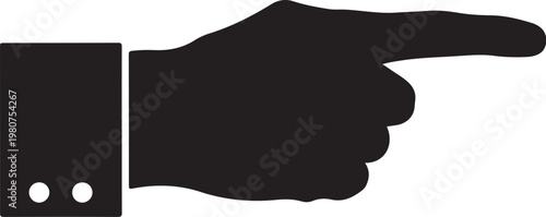 Black hand pointing right with cuff and buttons silhouette