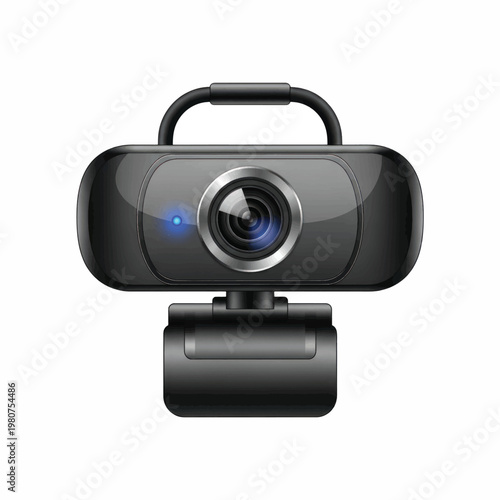 Compact USB webcam with adjustable lens and mounting clip for laptops.