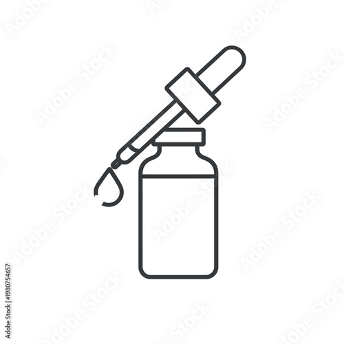 Vector of a dropper bottle with liquid and a dripping pipette