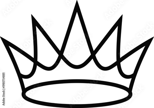 Minimalist black line crown symbol on a plain white background