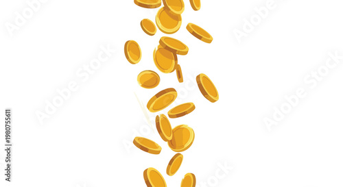 Gold Coins Falling Down  Wealth Money Success Symbol.
