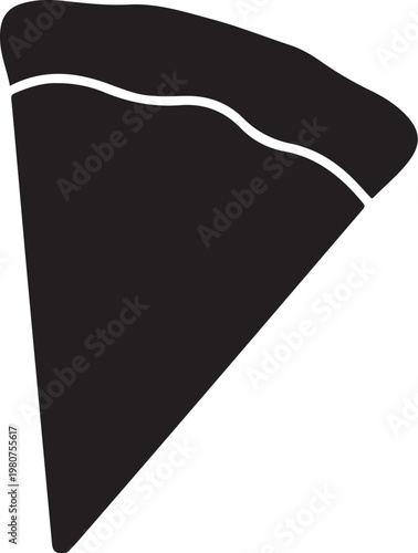 Black pizza slice with white crust line