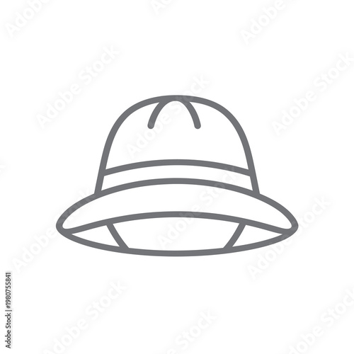 Vector of a classic fedora hat with a wide brim and ribbon band