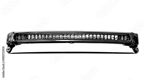 Black and white illustration of a car light bar with small lights in each section